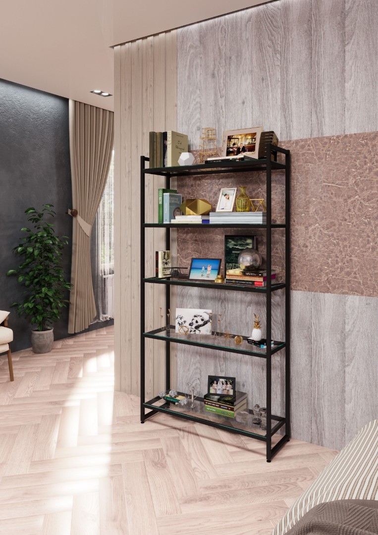 Стеллаж с полками PORTA ПС-1709Ч, 170 × 89 × 30 см, 5 полок — Стекло